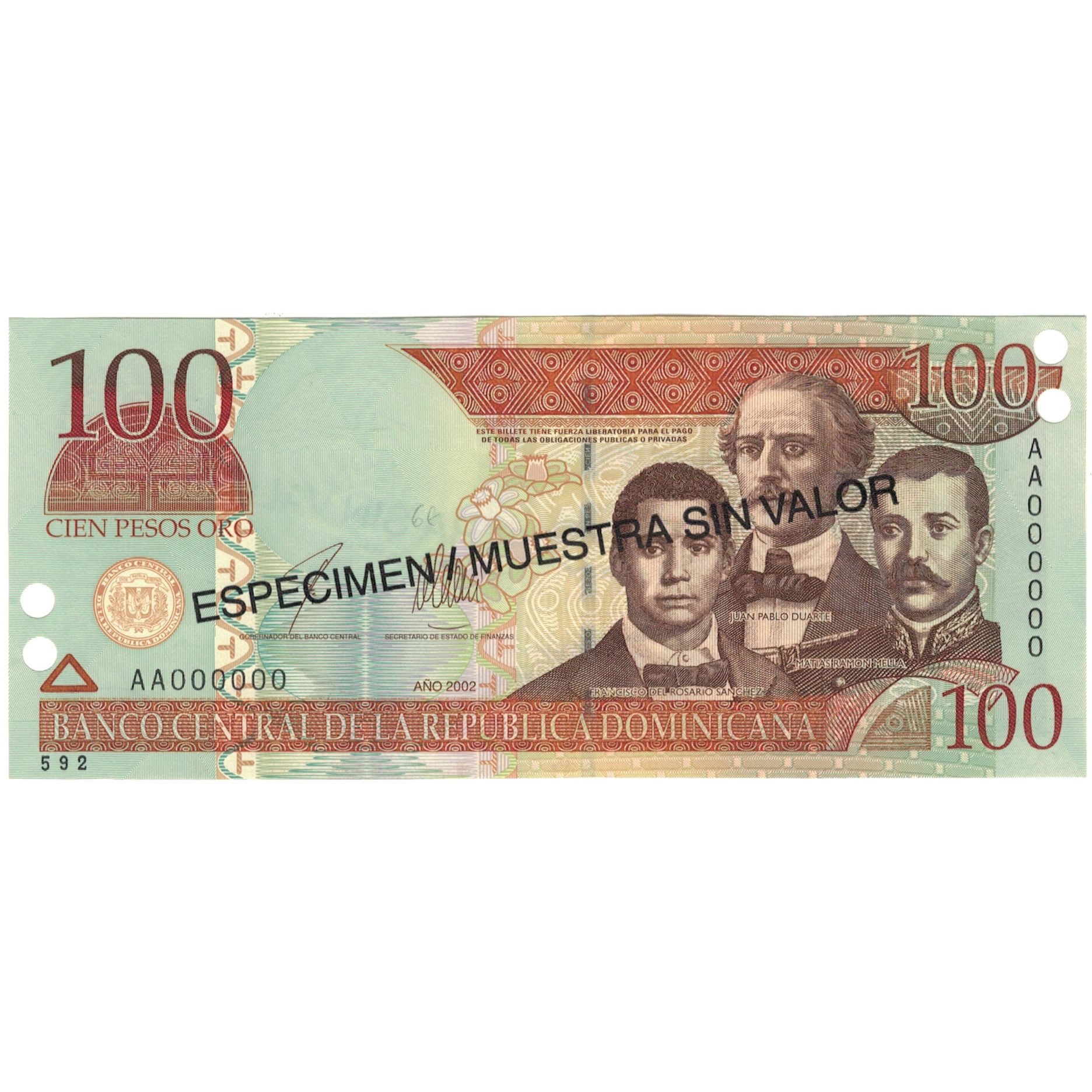 Banknote, Dominican Republic, 100 Pesos Oro, 2002, 2002, Specimen, KM:171s2