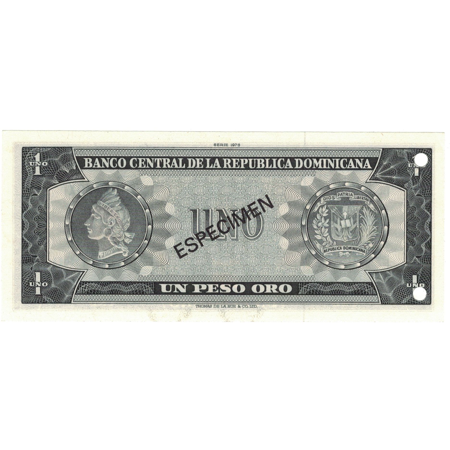 Banknote, Dominican Republic, 1 Peso Oro, 1978, 1978, Specimen, KM:117s1