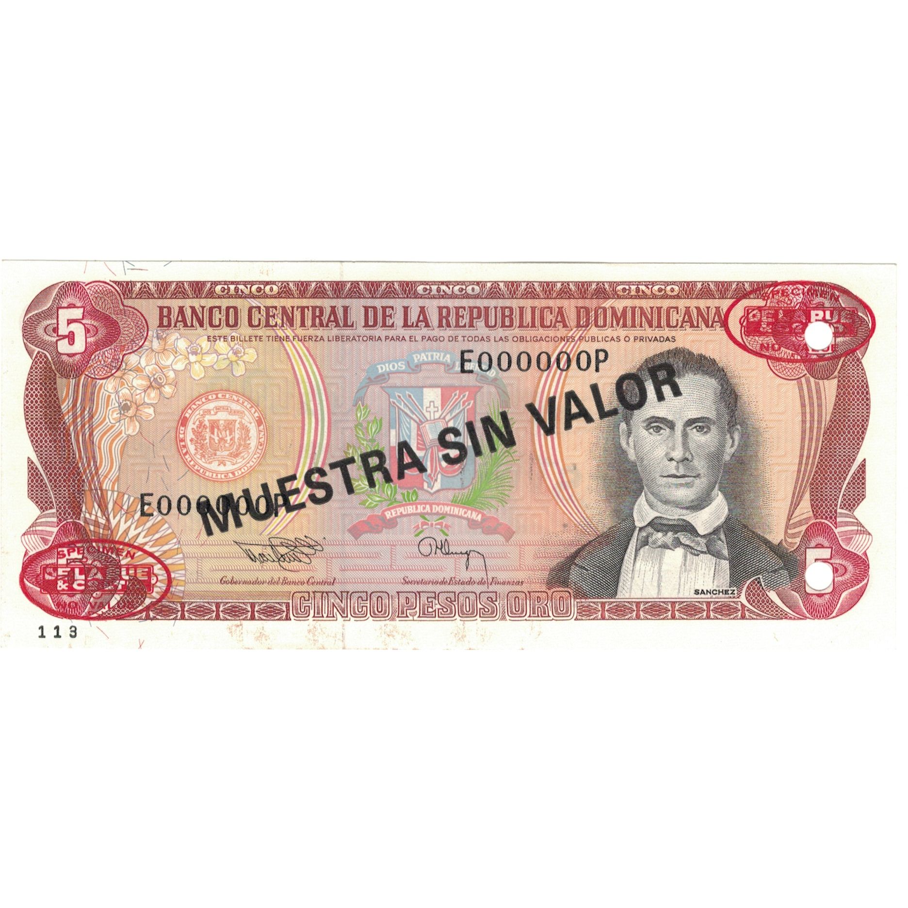 Banknote, Dominican Republic, 5 Pesos Oro, 1994, 1994, Specimen, KM:146s