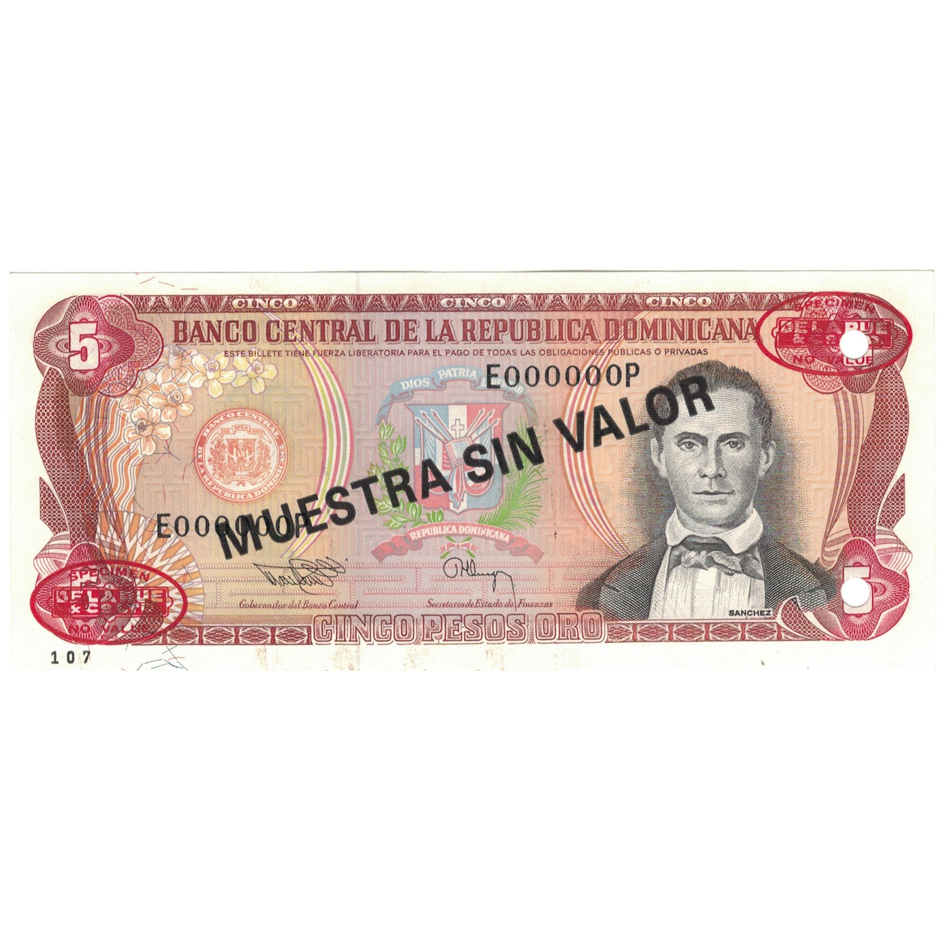 Banknote, Dominican Republic, 5 Pesos Oro, 1994, 1994, Specimen, KM:146s