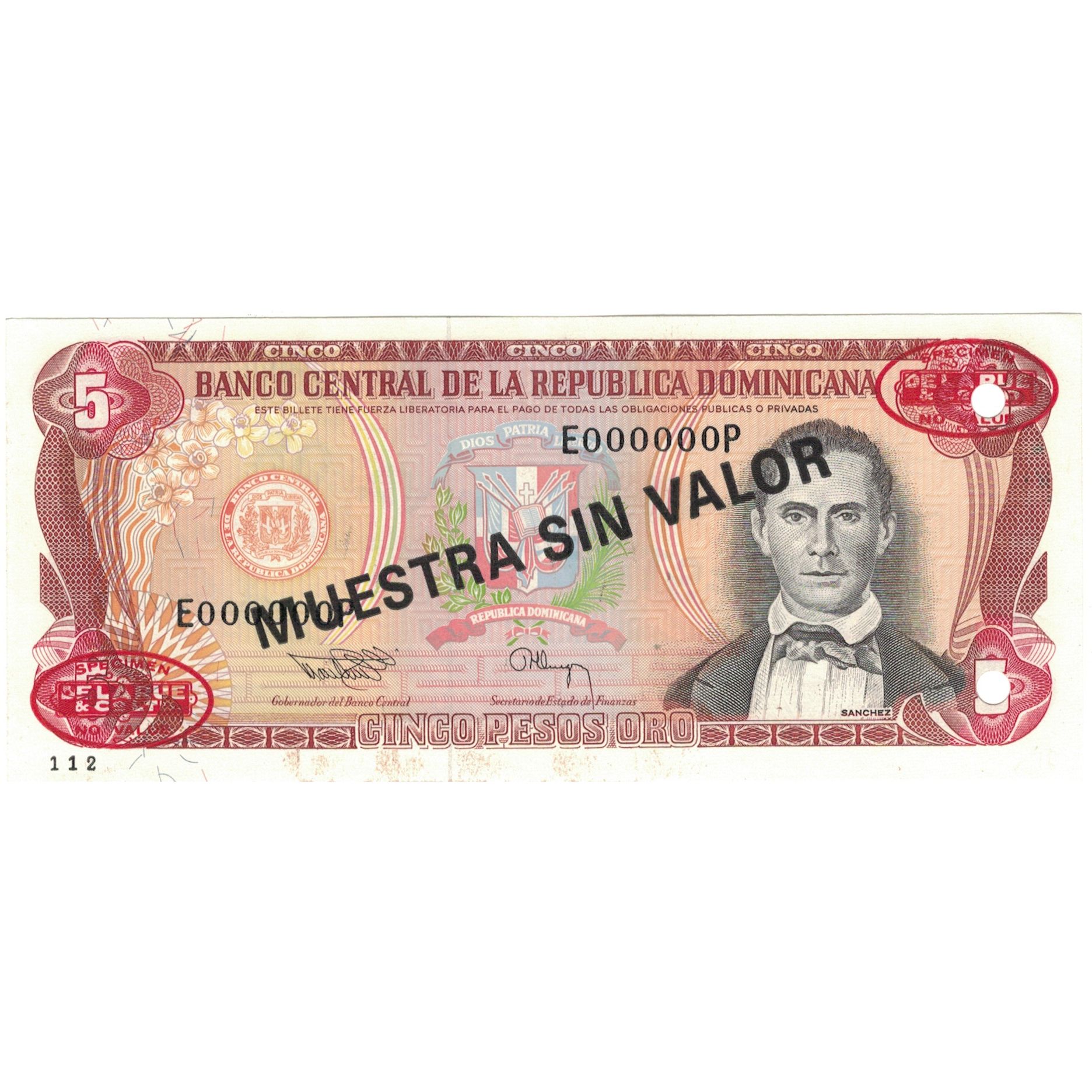 Banknote, Dominican Republic, 5 Pesos Oro, 1994, 1994, Specimen, KM:146s