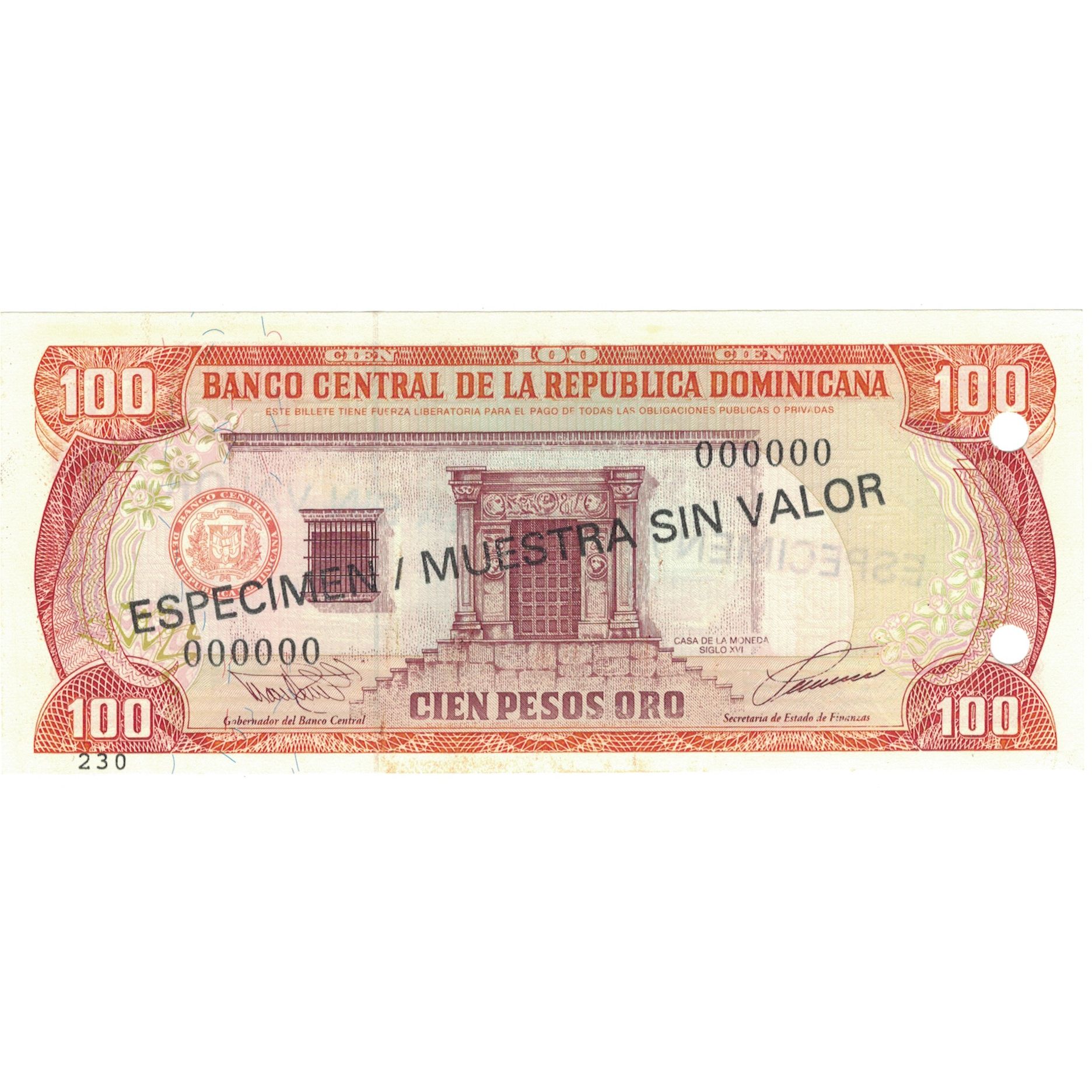 Banknote, Dominican Republic, 100 Pesos Oro, 1993, 1993, Specimen, KM:144s