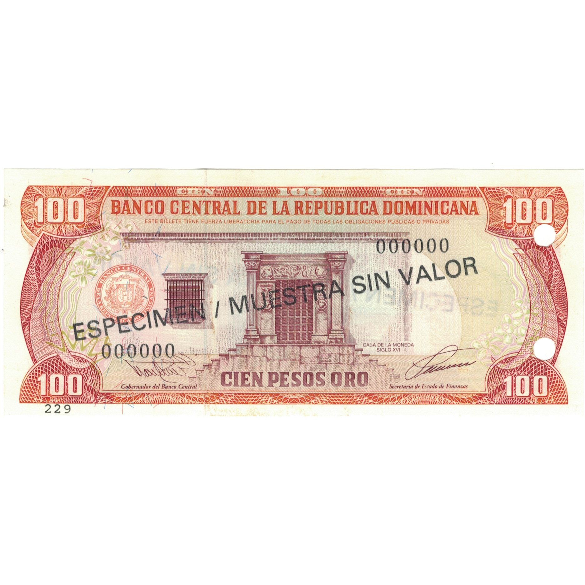 Banknote, Dominican Republic, 100 Pesos Oro, 1993, 1993, Specimen, KM:144s