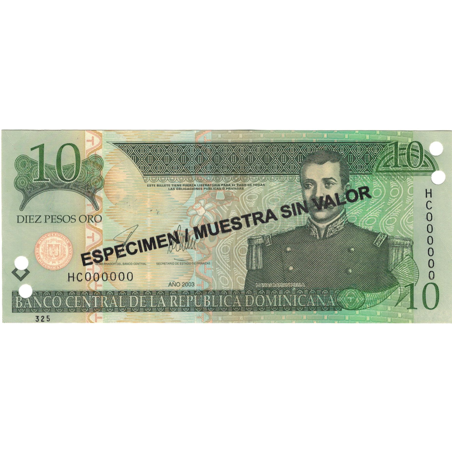 Banknote, Dominican Republic, 10 Pesos Oro, 2003, 2003, Specimen, KM:168s3