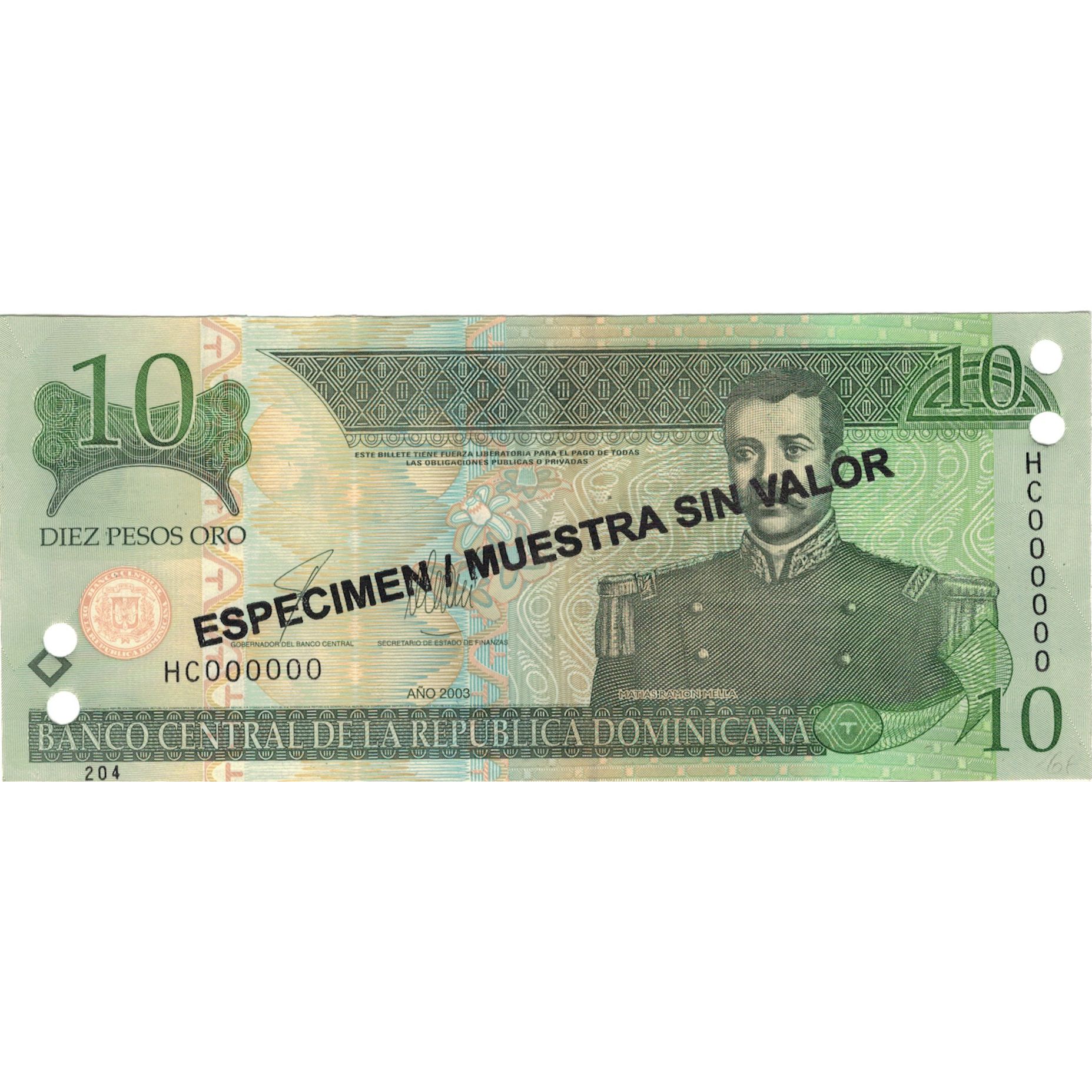 Banknote, Dominican Republic, 10 Pesos Oro, 2003, 2003, Specimen, KM:168s3