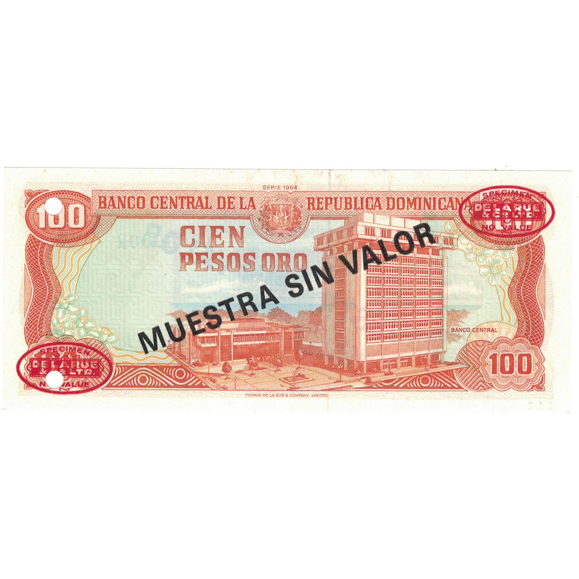 Banknote, Dominican Republic, 100 Pesos Oro, 1994, 1994, Specimen, KM:136s2