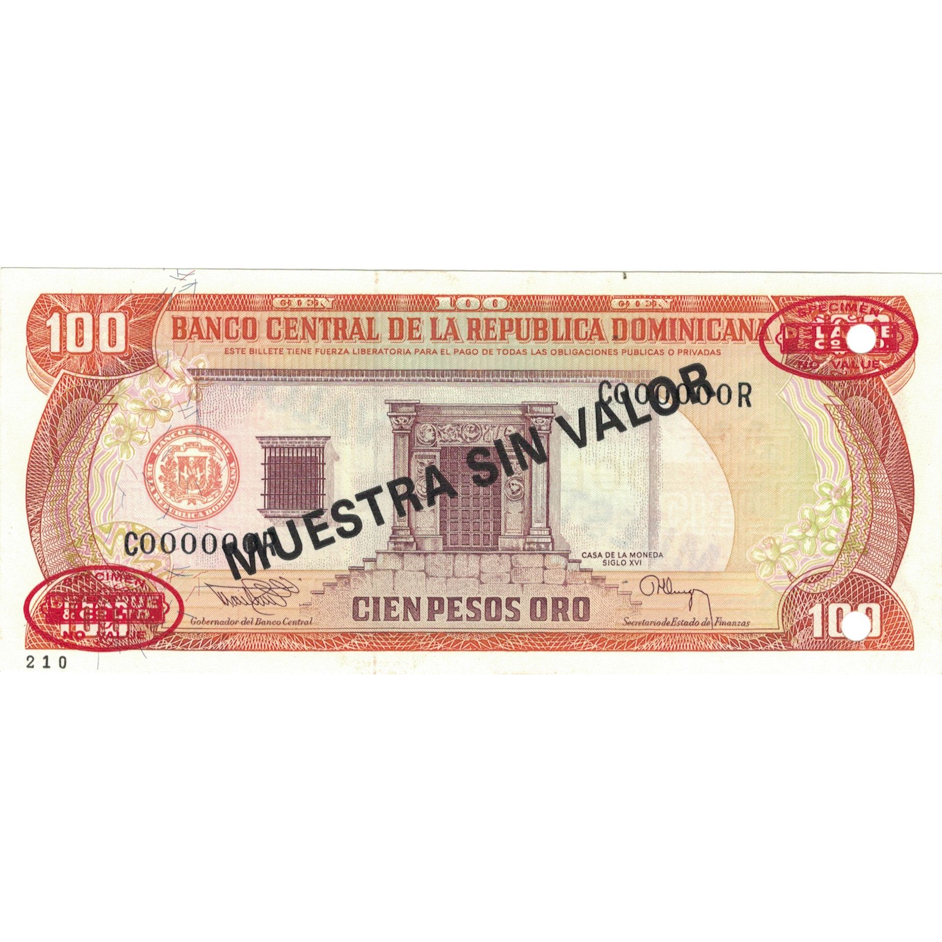 Banknote, Dominican Republic, 100 Pesos Oro, 1994, 1994, Specimen, KM:136s2