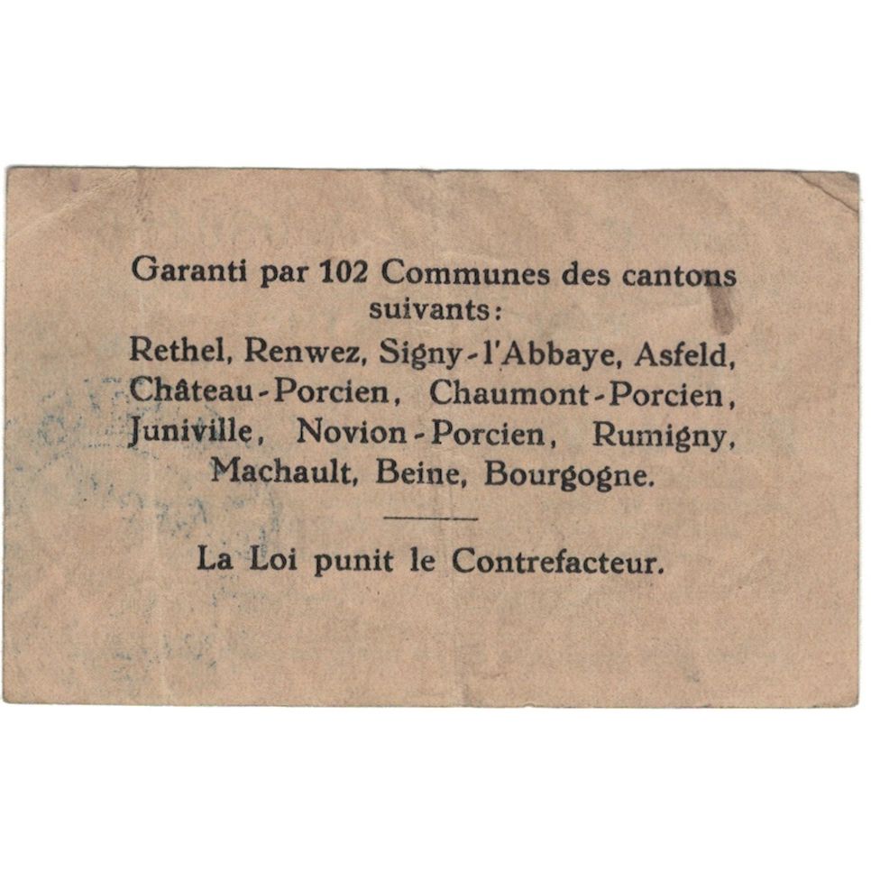France, Rethel, 50 Francs, 1917, EF(40-45)