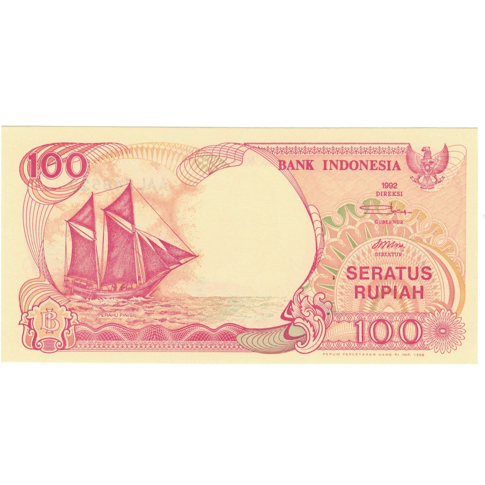 Billete, 100 Rupiah, 1992, Indonesia, KM:127c, UNC