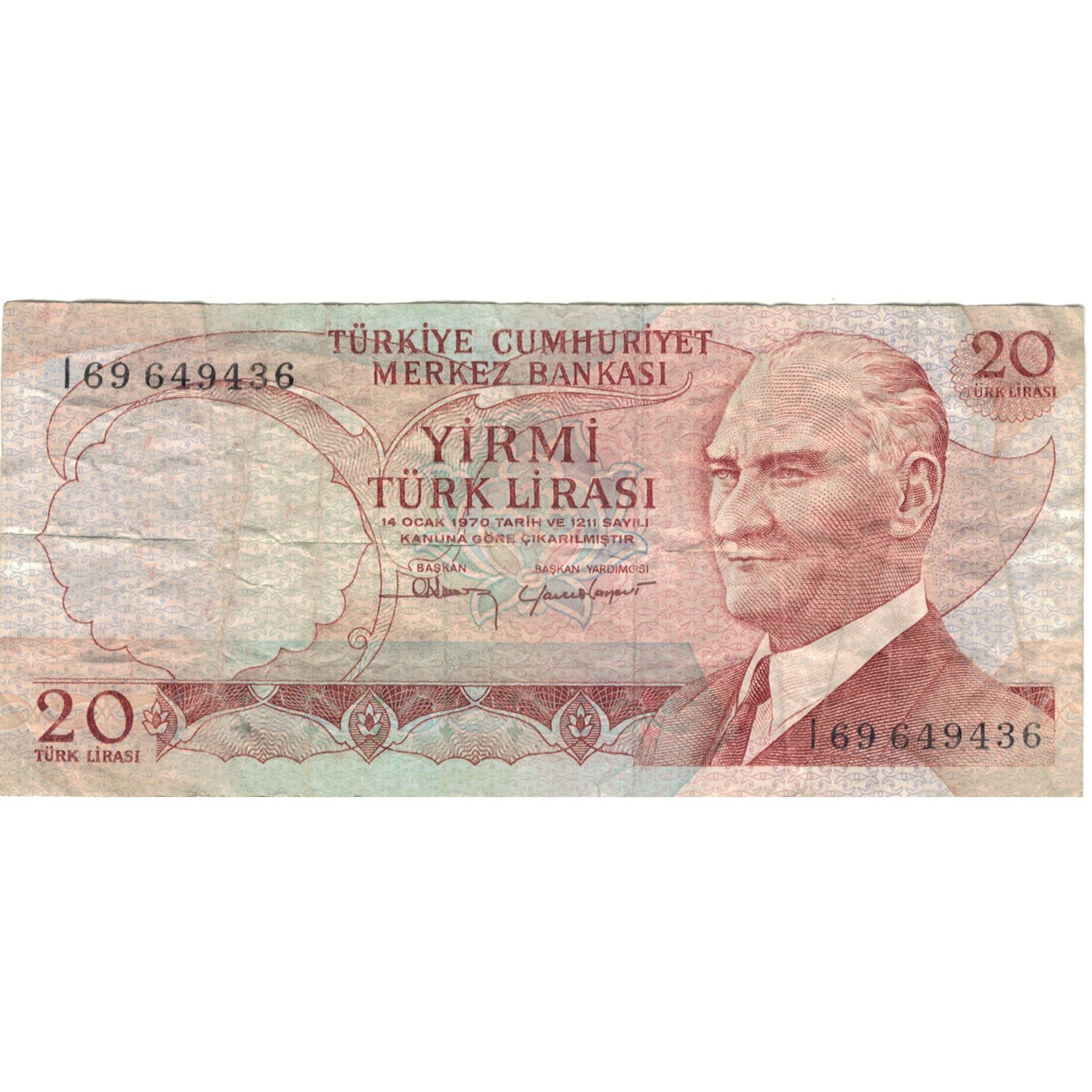 Billete, 20 Lira, 1970, Turquía, 1970-01-14, KM:187b, RC+