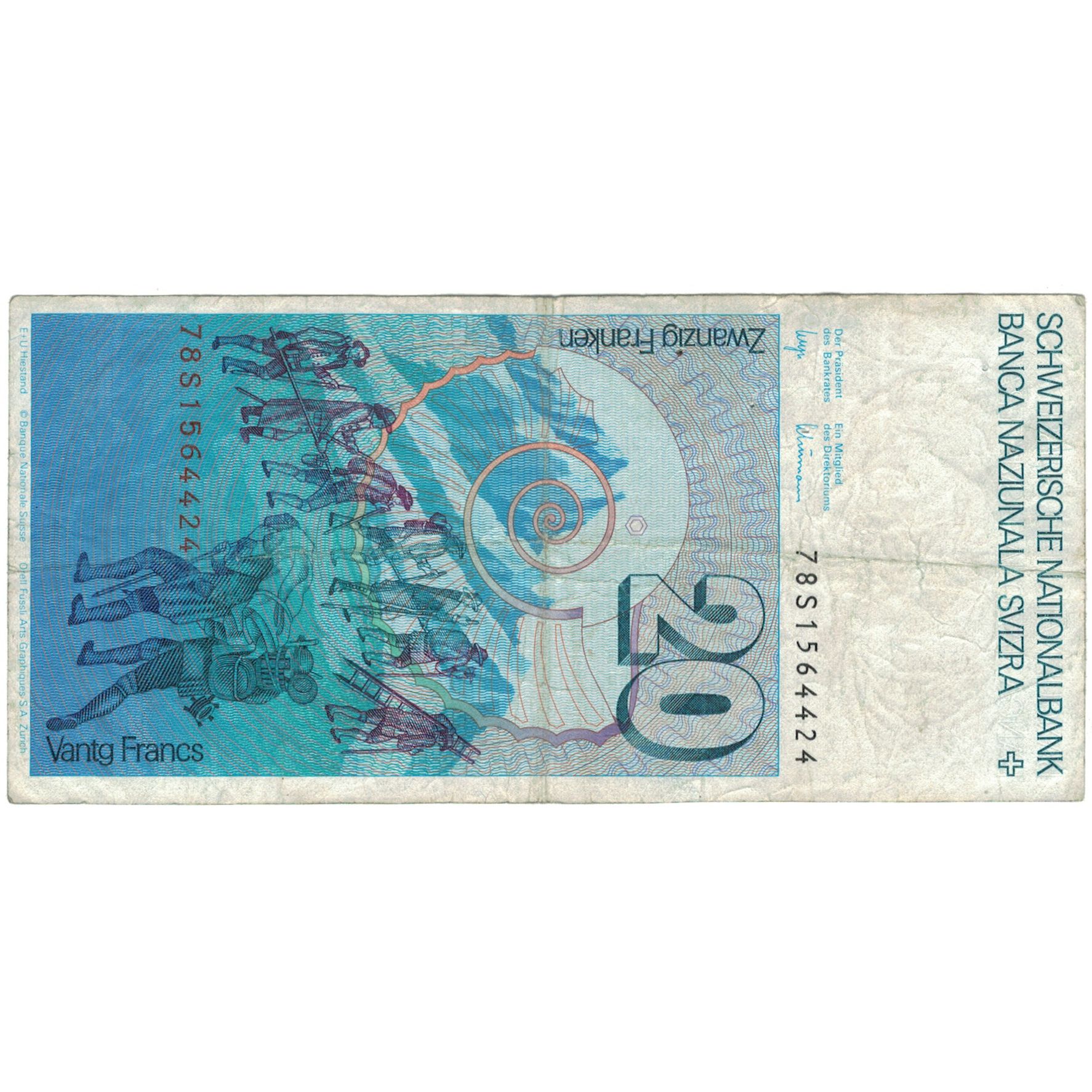 Banknote, Switzerland, 20 Franken, 1978, 1978, KM:55a, EF(40-45)
