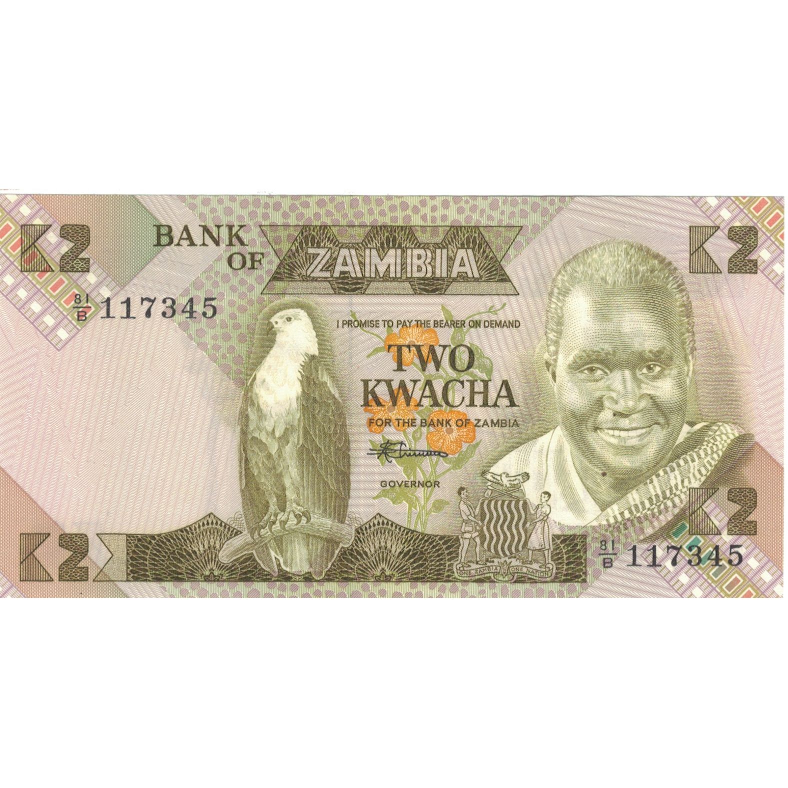 Billete, 2 Kwacha, Zambia, KM:24b, UNC