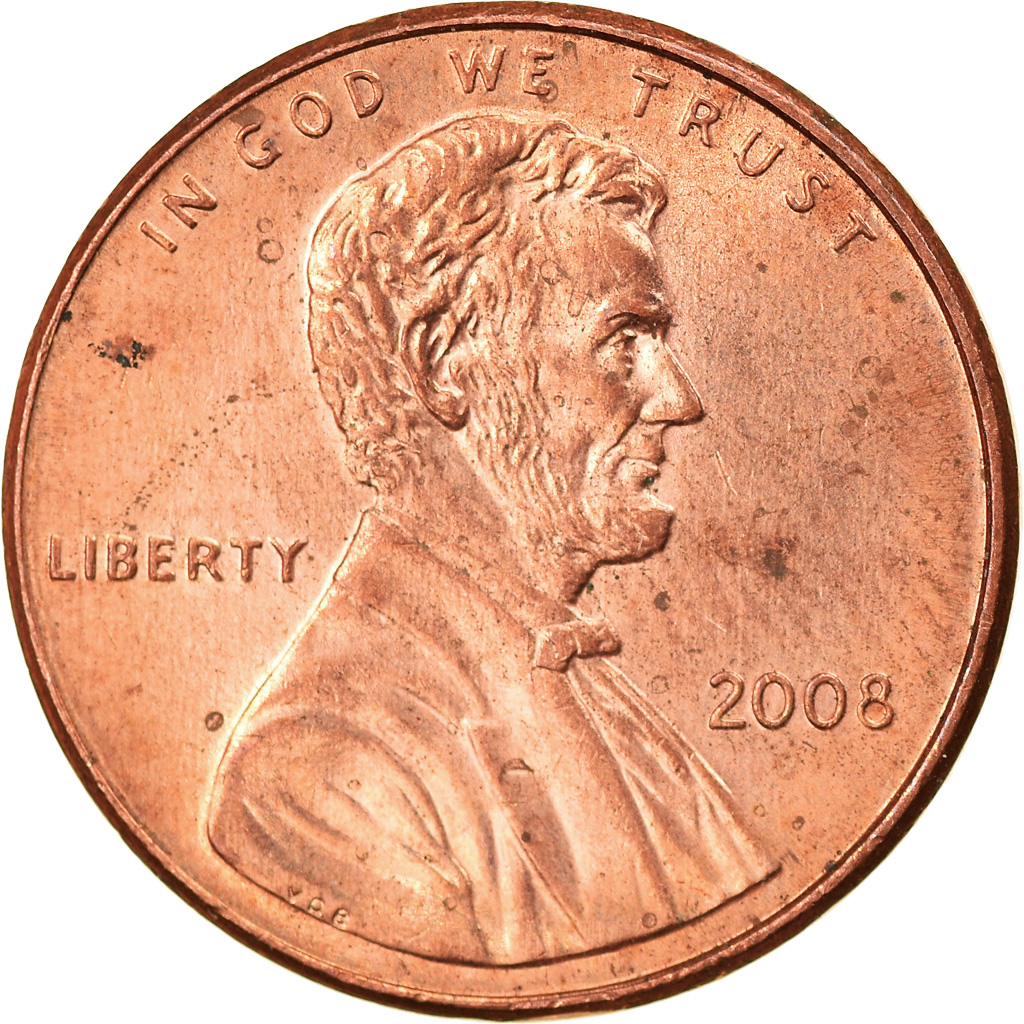 Moneda, Estados Unidos, Lincoln Cent, Cent, 2008, U.S. Mint, MBC, Cobre chapado