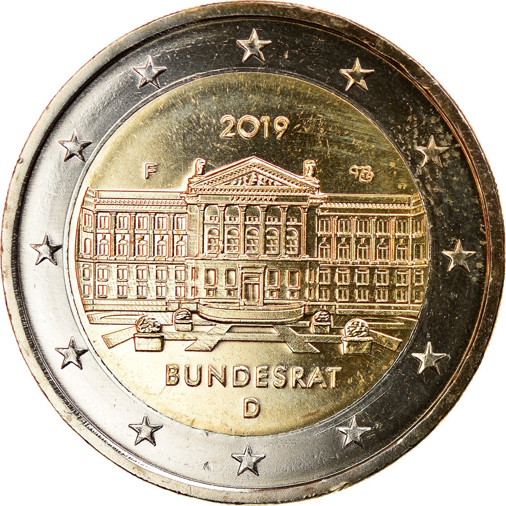 Bundesrepublik Deutschland, 2 Euro, Bundesrat, 2019, Stuttgart, VZ, Bi-Metallic