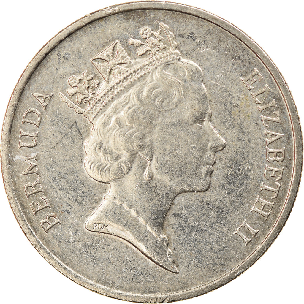 コニャ Coin, Bermuda, Elizabeth II, 25 Cents, 1997, , Copper-nickel