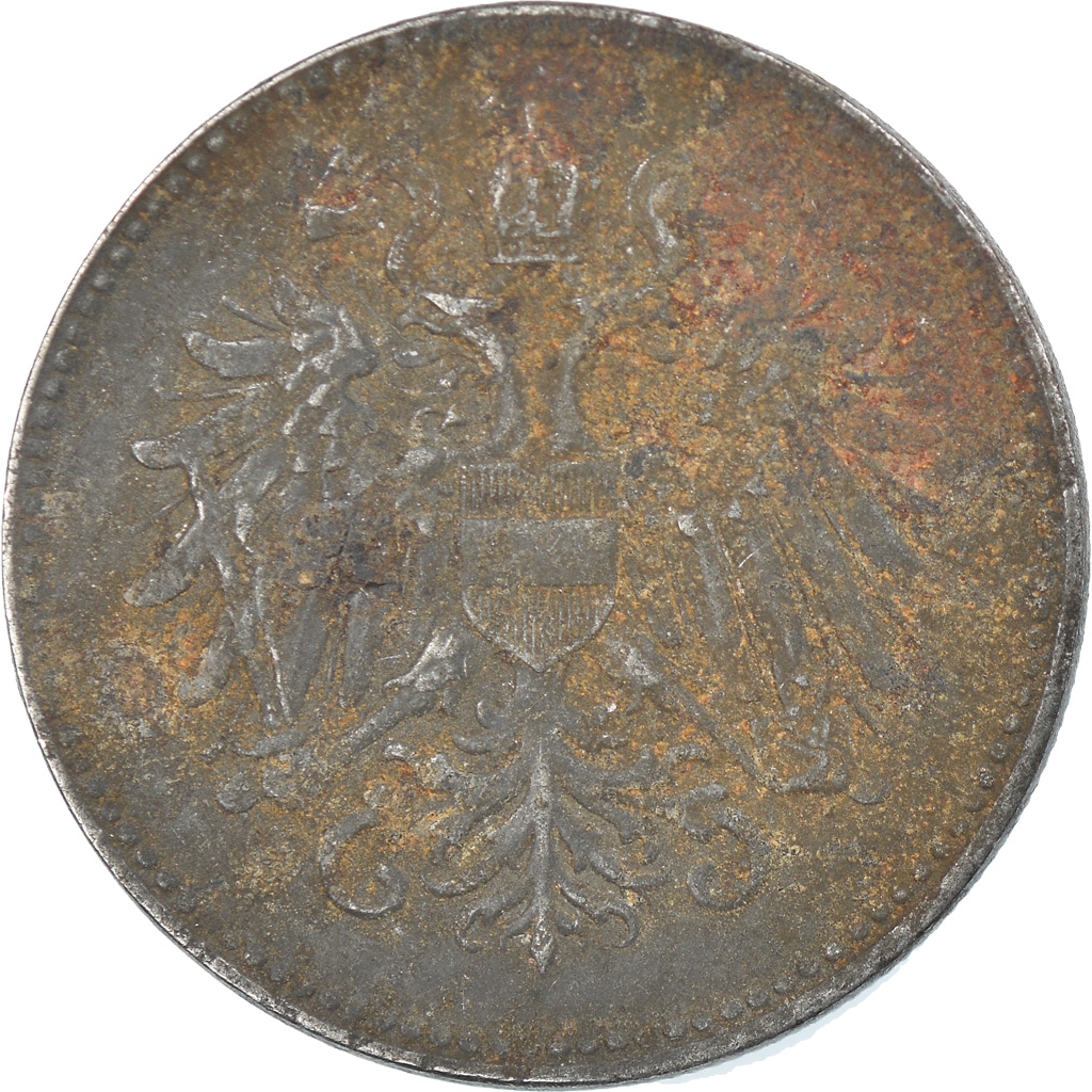 Moneda, Austria, Karl I, 20 Heller, 1918, BC+, Hierro, KM:2826