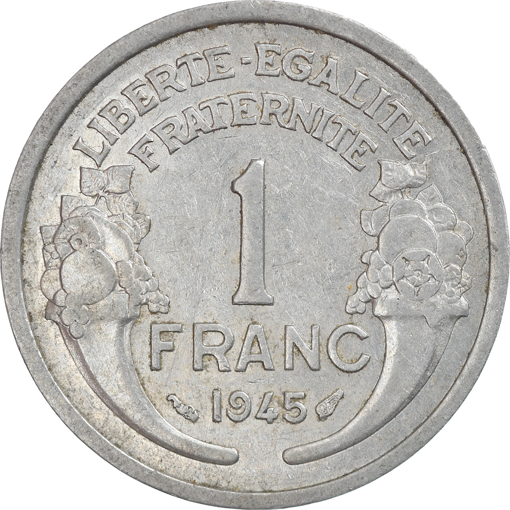 Moneda, Francia, Morlon, Franc, 1945, Paris, MBC, Aluminio, KM:885a.1