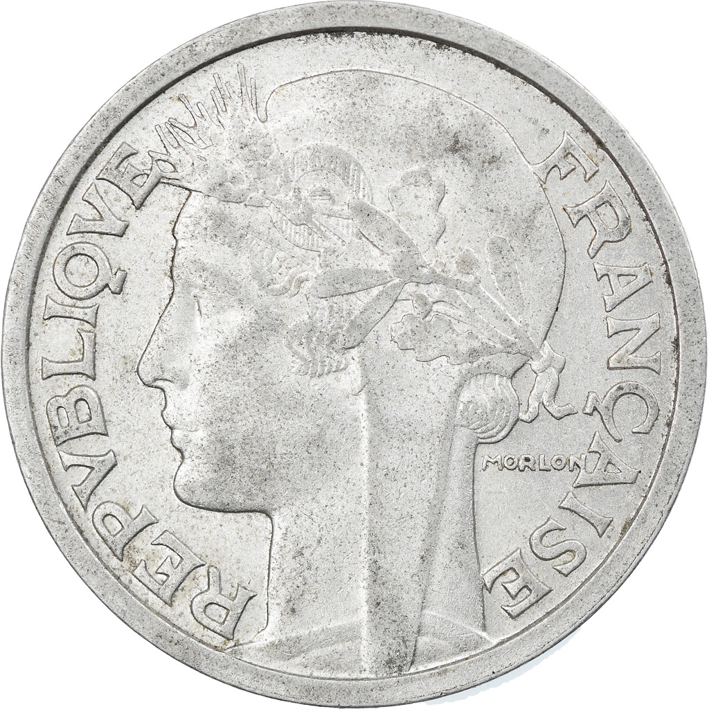 Moneda, Francia, Morlon, 2 Francs, 1950, Beaumont - Le Roger, MBC, Aluminio
