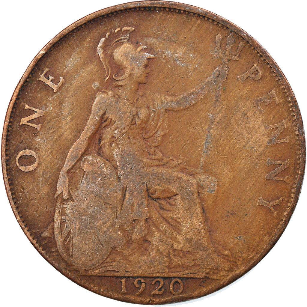 Moneda, Gran Bretaña, George V, Penny, 1920, BC+, Bronce, KM:810