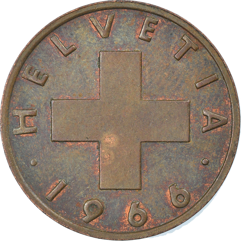 Moneda, Suiza, 2 Rappen, 1966, Bern, MBC, Bronce, KM:47