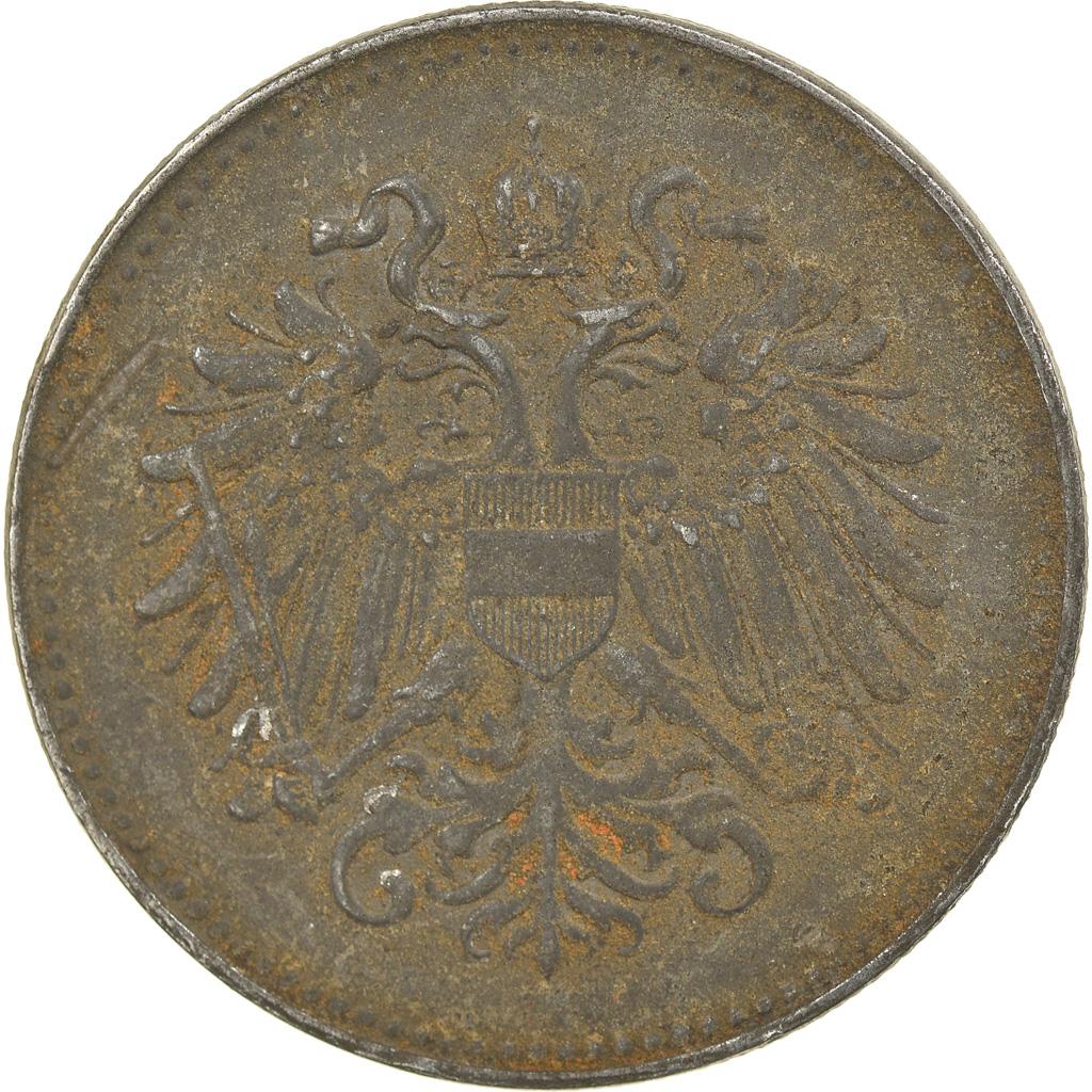 Moneda, Hungría, 20 Fillér, 1918, BC+, Hierro, KM:498