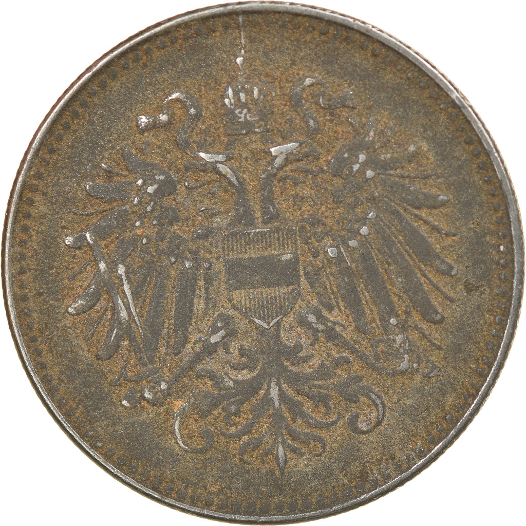 Moneda, Hungría, 20 Fillér, 1917, BC+, Hierro, KM:498