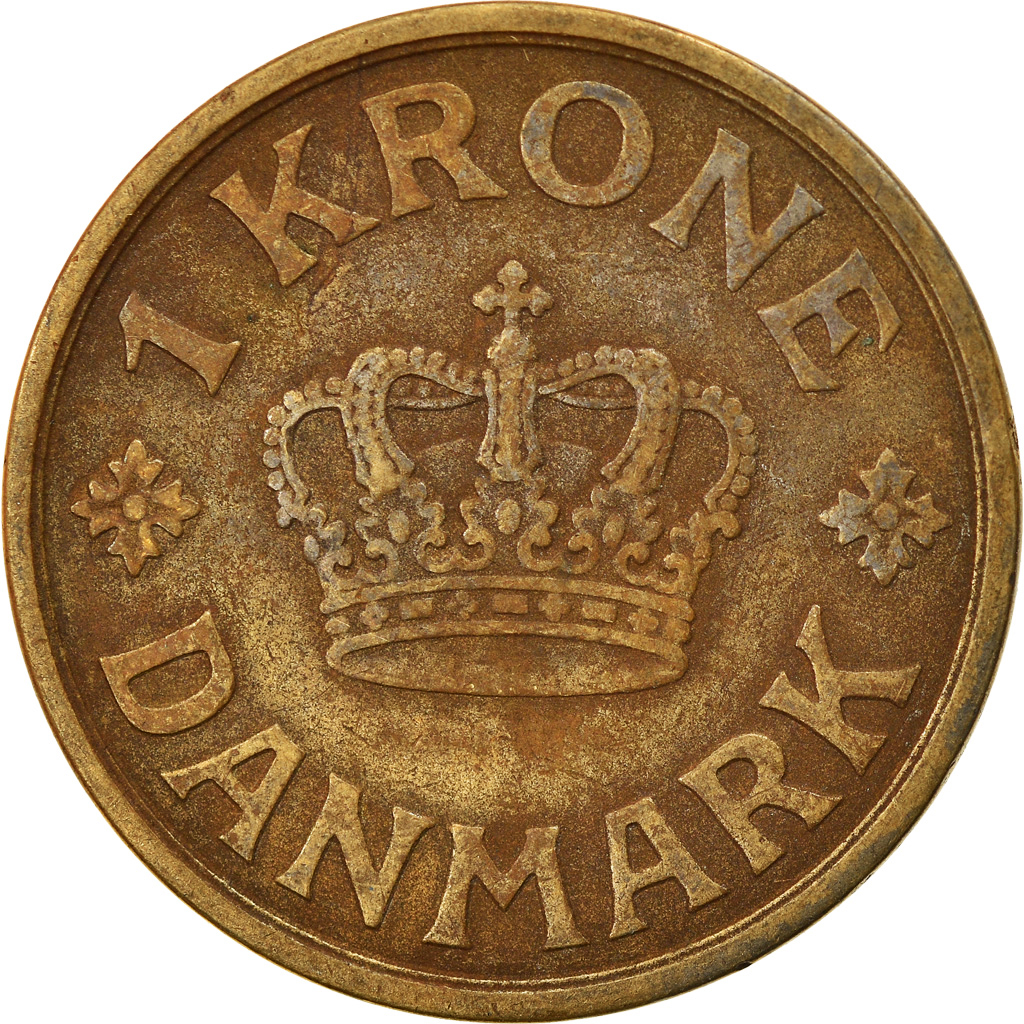 Moneda, Dinamarca, Christian X, Krone, 1926, Copenhagen, MBC, Aluminio - bronce
