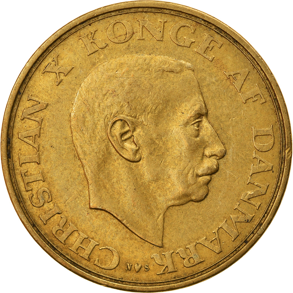 Moneda, Dinamarca, Christian X, Krone, 1942, Copenhagen, MBC, Aluminio - bronce