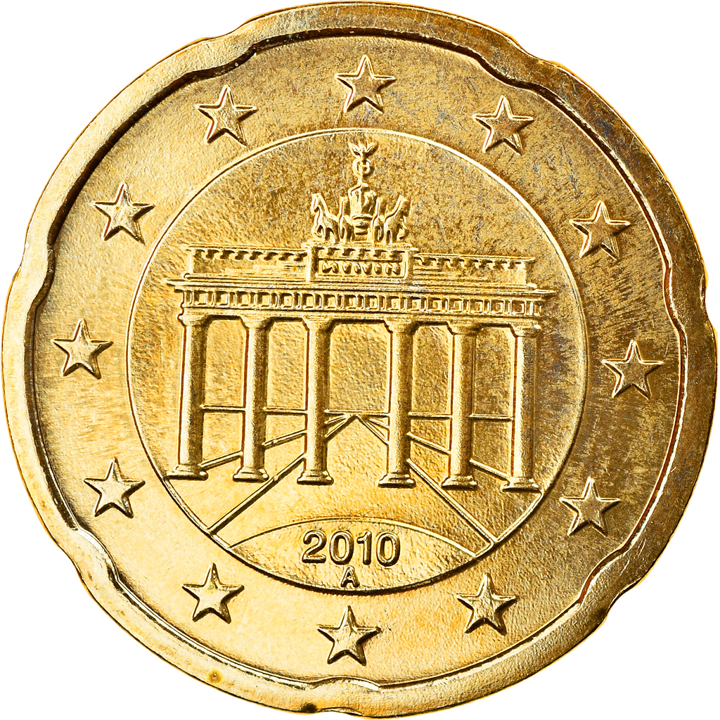 Bundesrepublik Deutschland, 20 Euro Cent, 2010, Berlin, STGL, Messing, KM:255