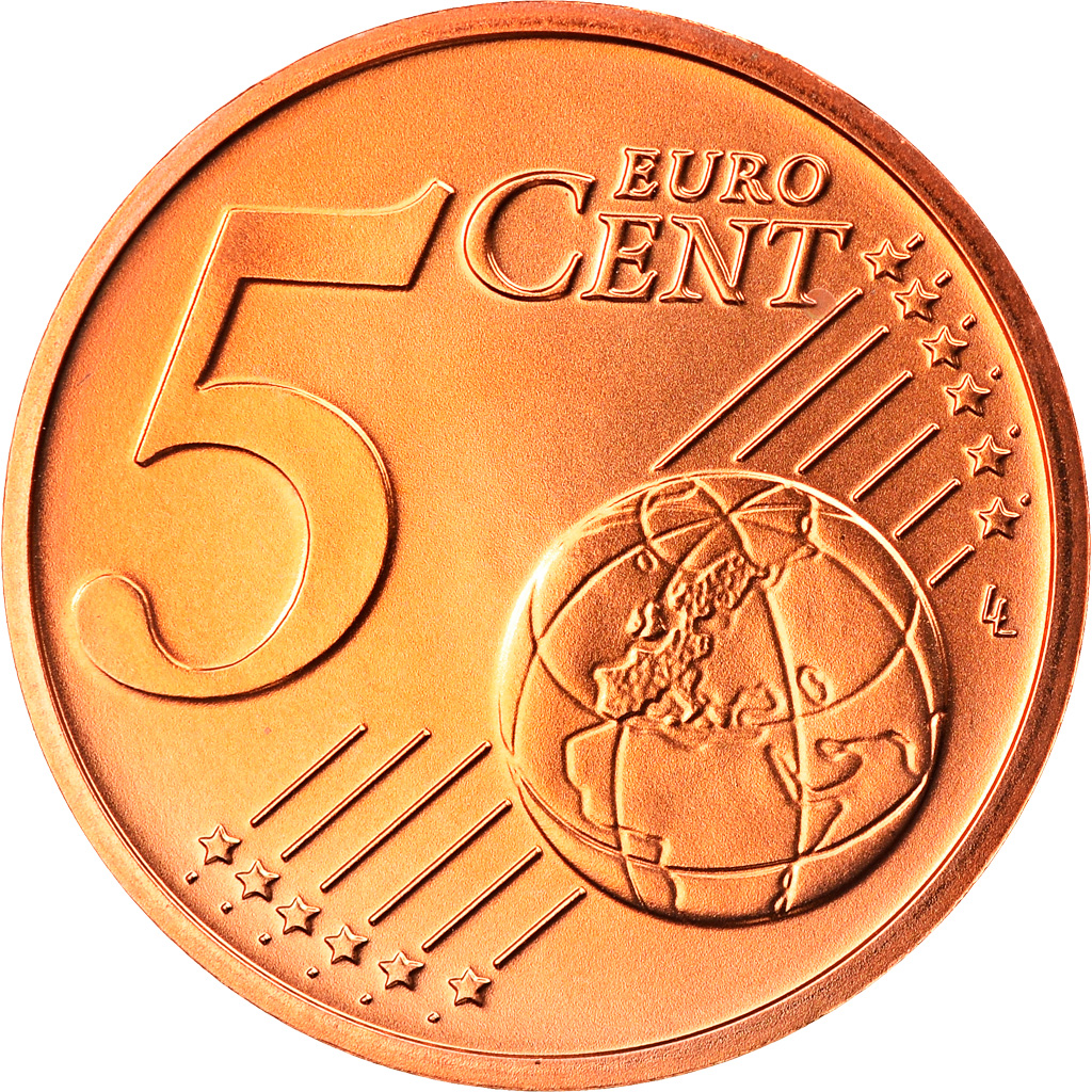 [#819172] Austria, 5 Euro Cent, 2008, Vienna, MS(65-70), Copper Plated Steel, KM
