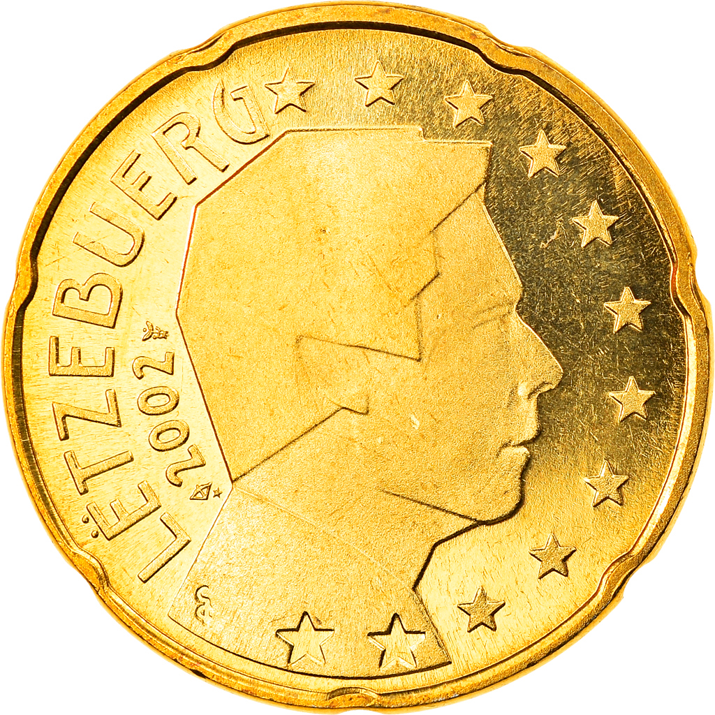 Luxemburg, 20 Euro Cent, 2002, Utrecht, Proof, STGL, Messing, KM:79