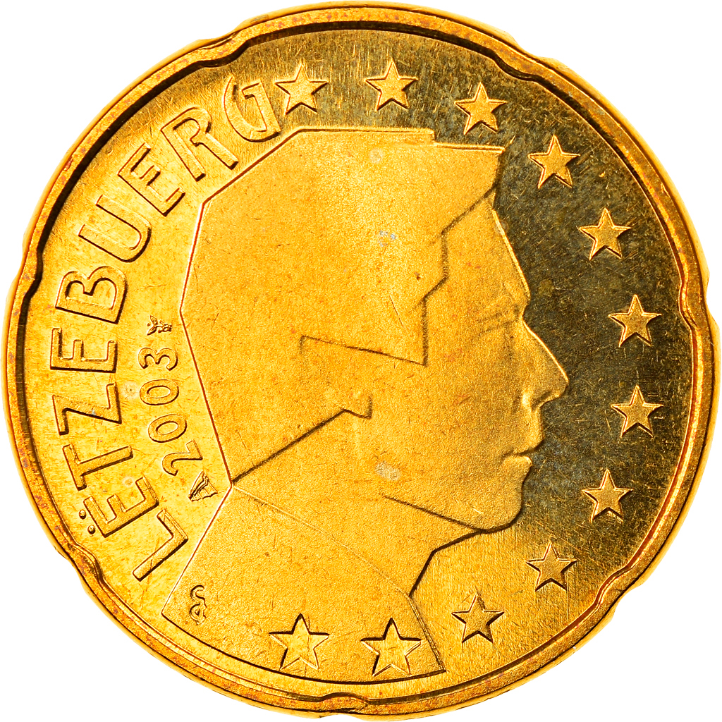 Luxemburg, 20 Euro Cent, 2003, Utrecht, Proof, STGL, Messing, KM:79