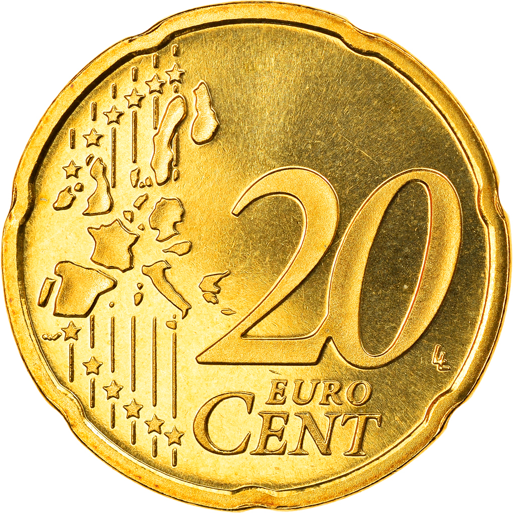 Niederlande, 20 Euro Cent, 2005, Utrecht, STGL, Messing, KM:238