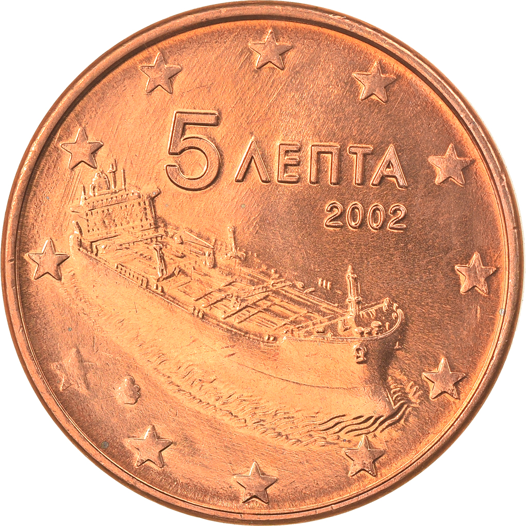 Griechenland, 5 Euro Cent, 2002, Athens, STGL, Copper Plated Steel, KM:183