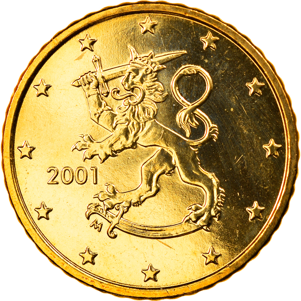 Finlandia, 50 Euro Cent, 2001, Vantaa, FDC, Latón, KM:103