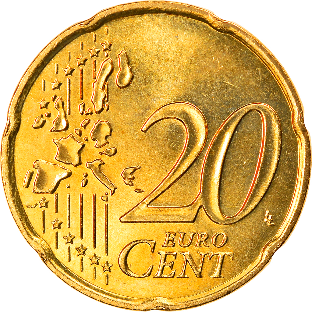 Monaco, 20 Euro Cent, 2001, VZ, Messing, KM:171