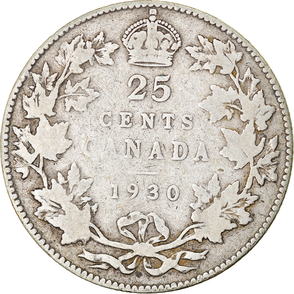 Coin, Canada, George V, 25 Cents, 1930, Royal Canadian Mint, Ottawa, 