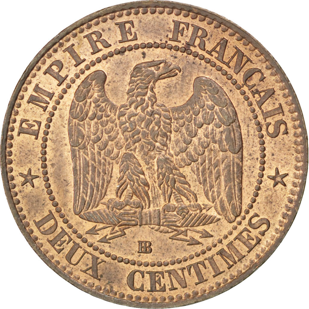 Coin, France, Napoleon III, Napoléon III, 2 Centimes, 1855, Strasbourg, 