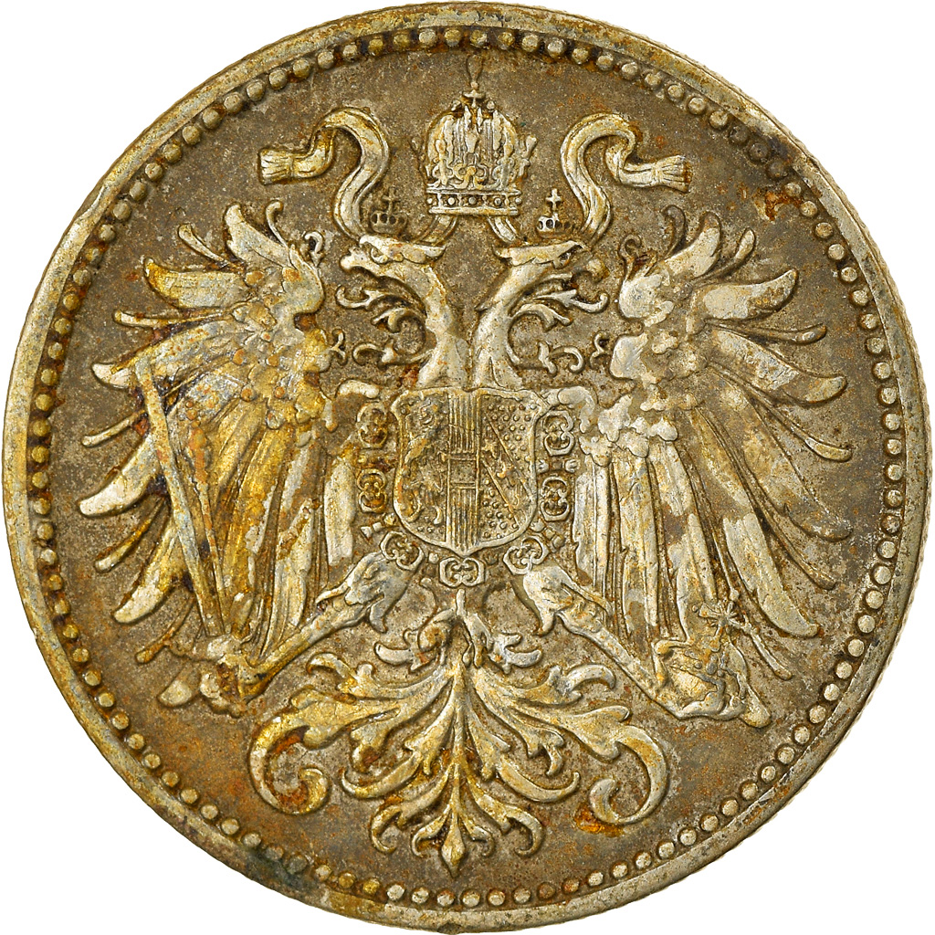 Moneda, Austria, Franz Joseph I, 10 Heller, 1915, BC+, Cobre - níquel - cinc