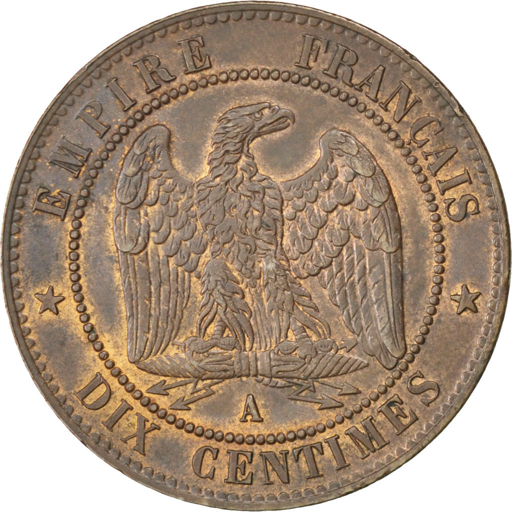 Coin, France, Napoleon III, Napoléon III, 10 Centimes, 1857, Paris, AU(55-58)