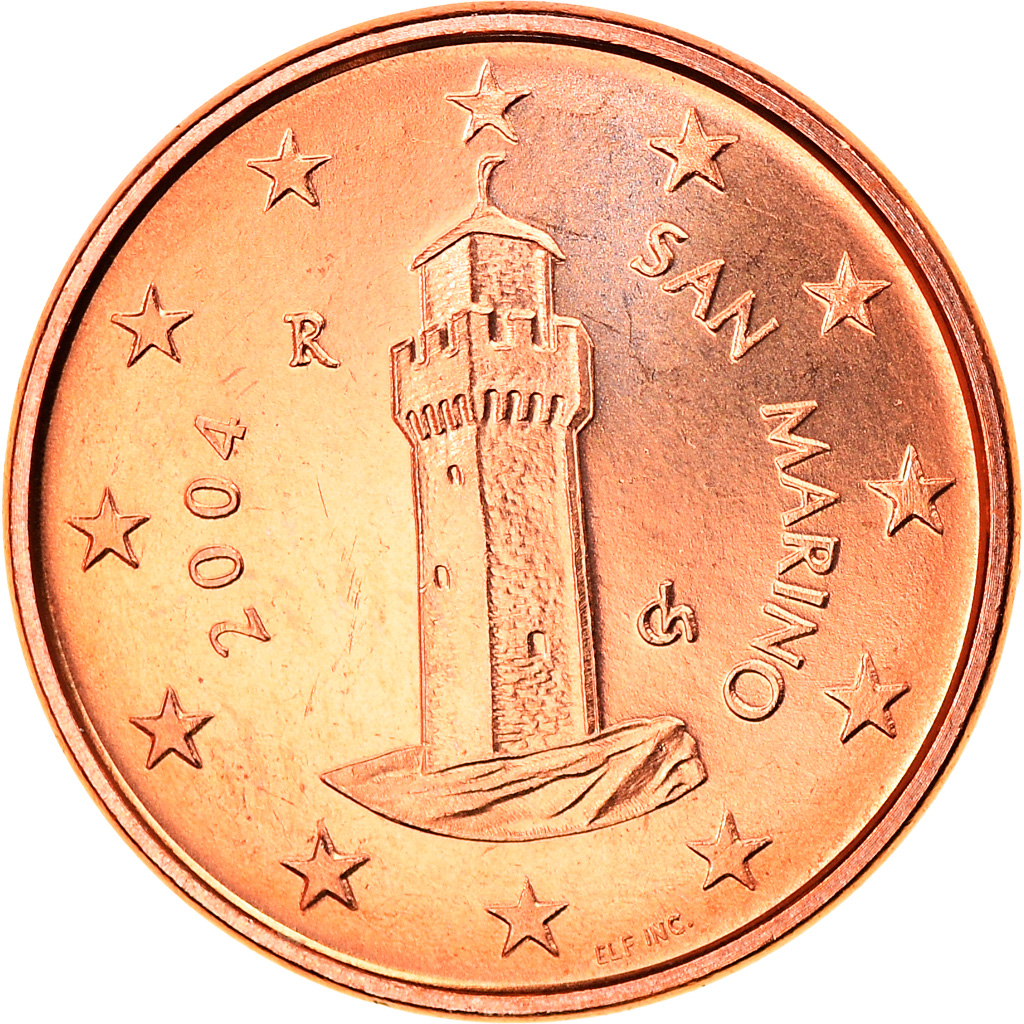 San Marino, Euro Cent, 2004, Rome, STGL, Copper Plated Steel, KM:440