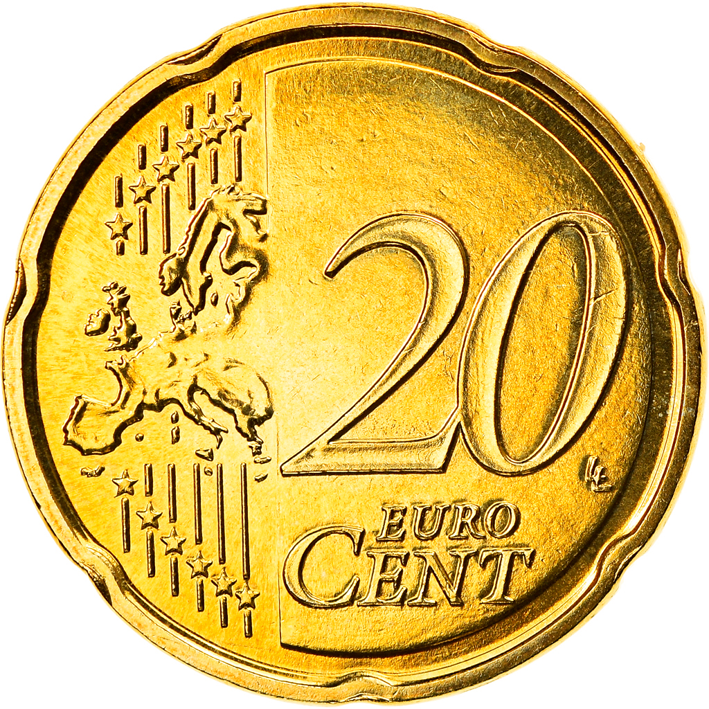 [#824856] Luxemburg, 20 Euro Cent, 2007, Utrecht, STGL, Messing, KM:90