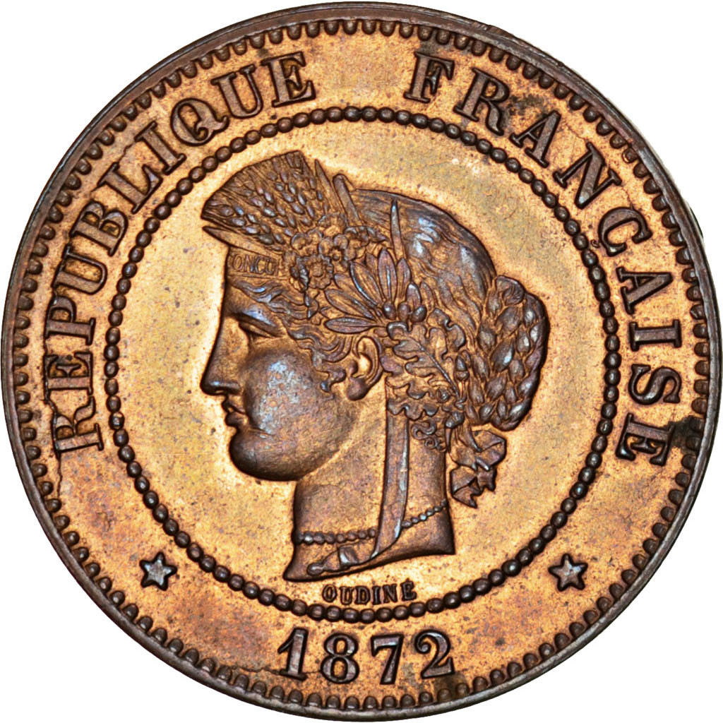 Munten, Frankrijk, Cérès, 5 Centimes, 1872, Paris, UNC-, Bronze, KM:821.1