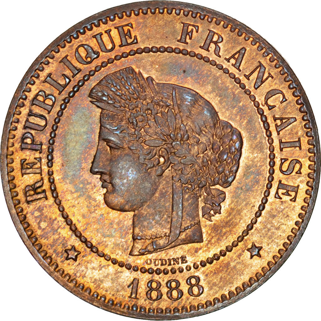 Munten, Frankrijk, Cérès, 5 Centimes, 1888, Paris, UNC-, Bronze, KM:821.1