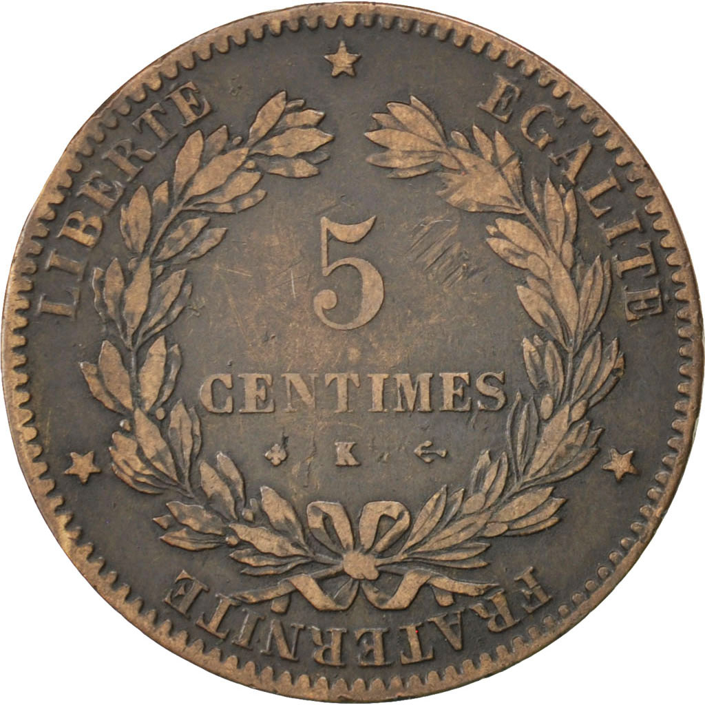 Coin, France, Cérès, 5 Centimes, 1873, Bordeaux, , Bronze, KM:821.2