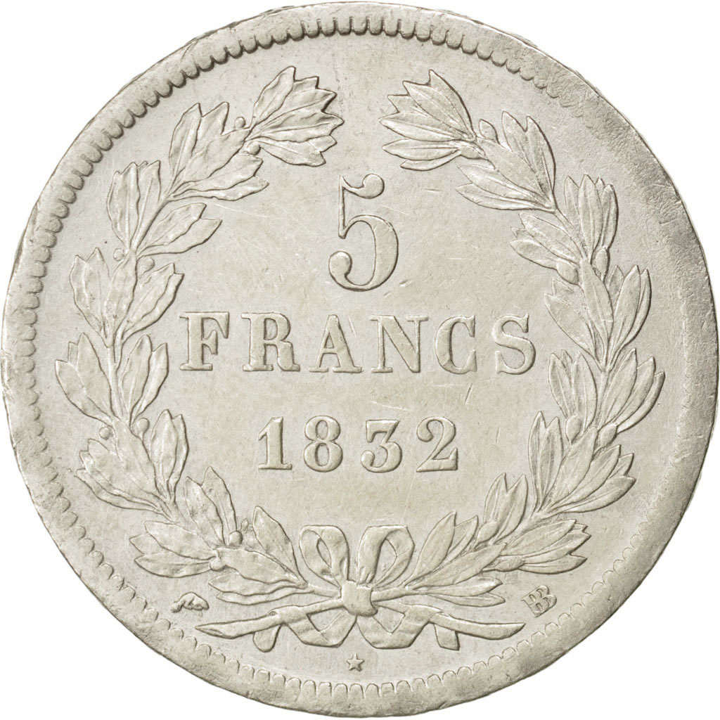 Coin, France, Louis-Philippe, 5 Francs, 1832, Strasbourg, , Silver