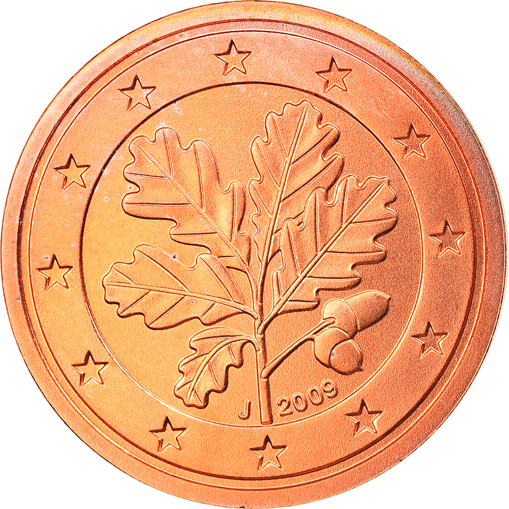 Bundesrepublik Deutschland, 2 Euro Cent, 2009, Hambourg, UNZ, Copper Plated