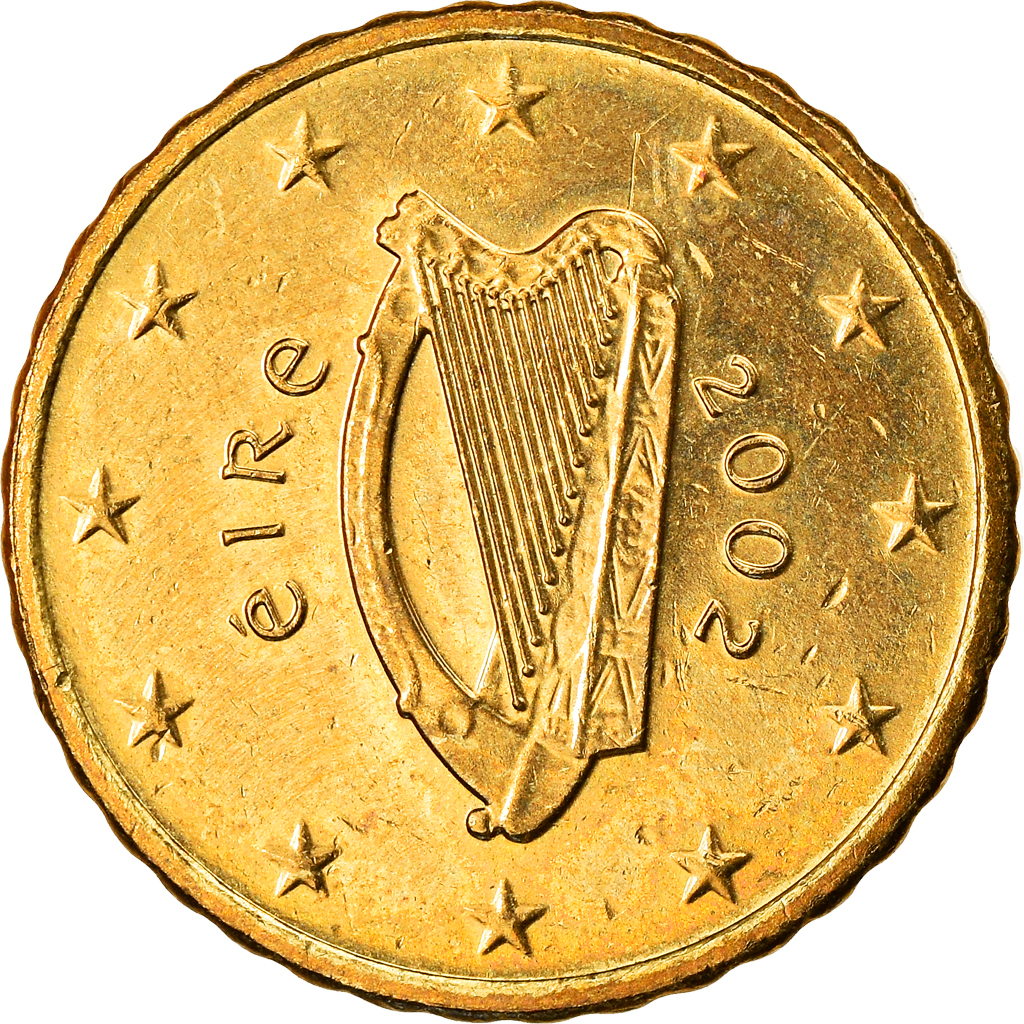 [#830334] IRELAND REPUBLIC, 10 Euro Cent, 2002, Sandyford, SS+, Messing, KM:35