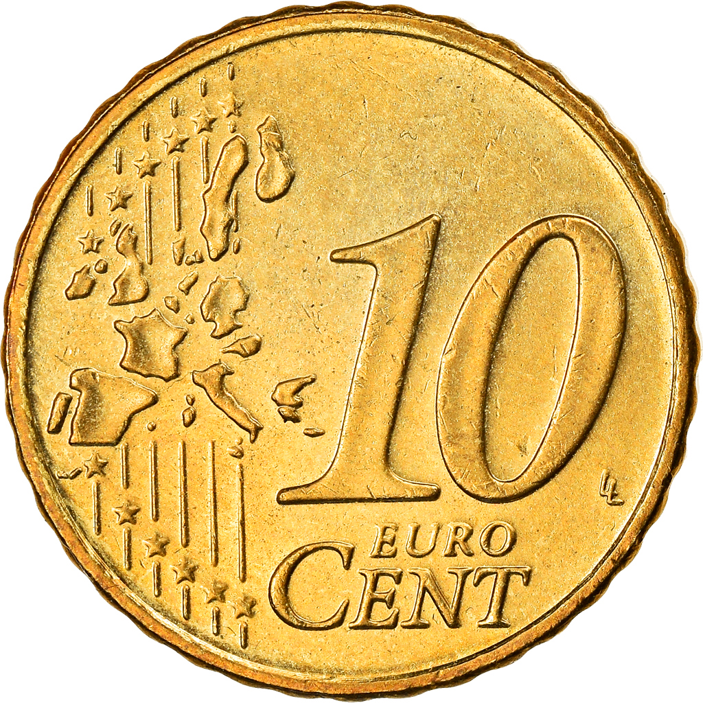 [#830334] IRELAND REPUBLIC, 10 Euro Cent, 2002, Sandyford, SS+, Messing, KM:35