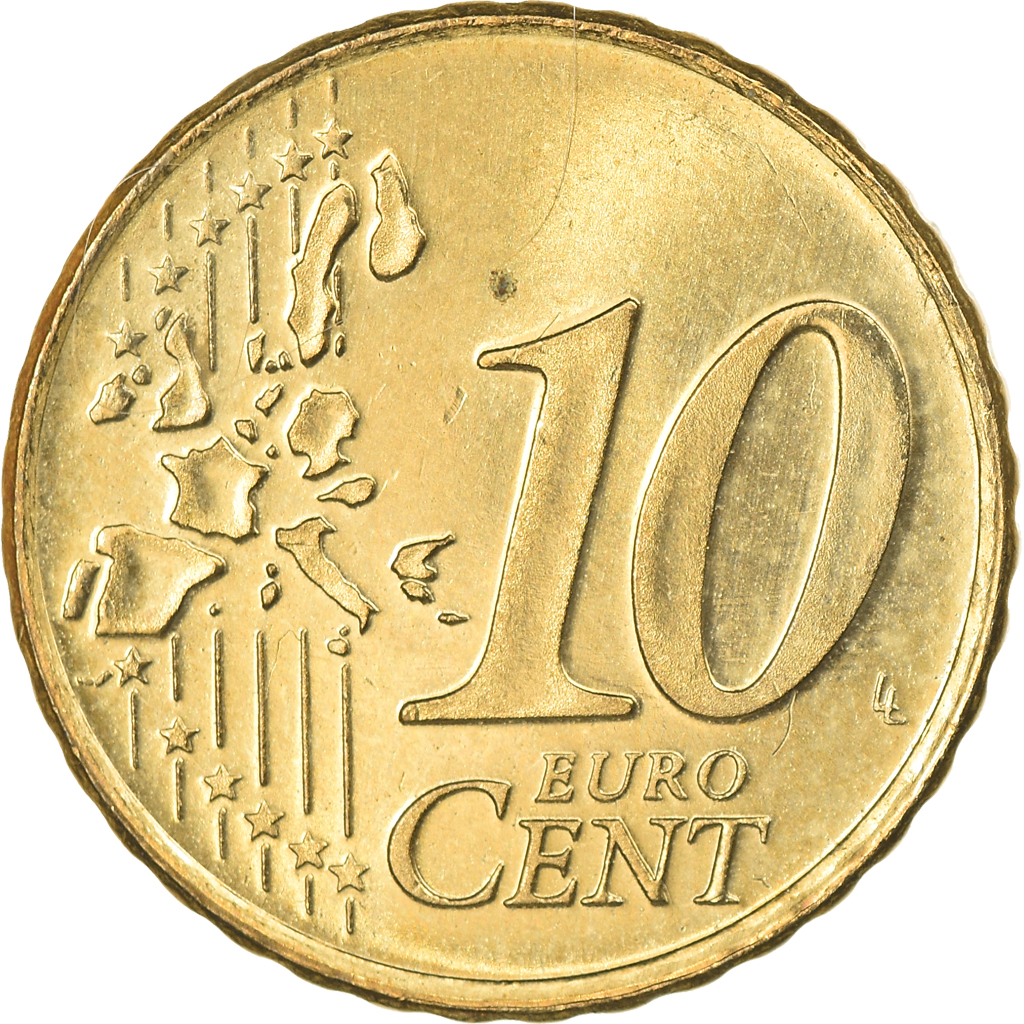 Niederlande, 10 Euro Cent, 2000, Utrecht, SS+, Messing, KM:237